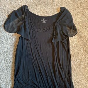 New York & Company Black Flutter Sleeve Blouse